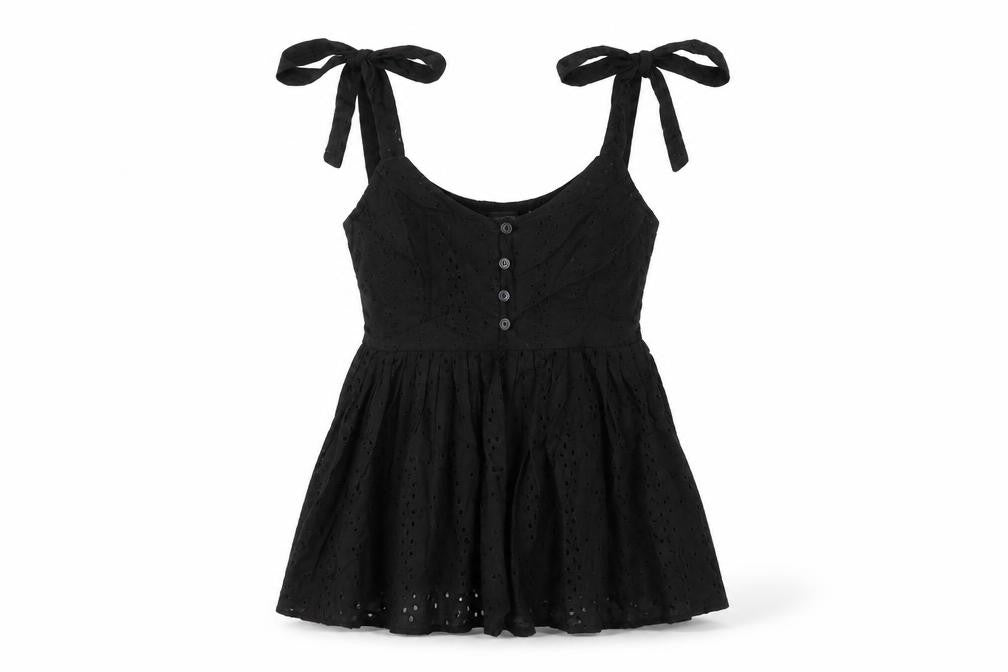 Missguided Womens Black Cotton Camisole T-Shirt Size 6 V-Neck