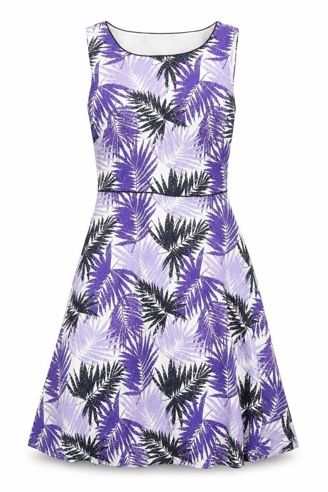 Autonomy Womens Purple Geometric Linen A-Line Size 8 Round Neck Zip