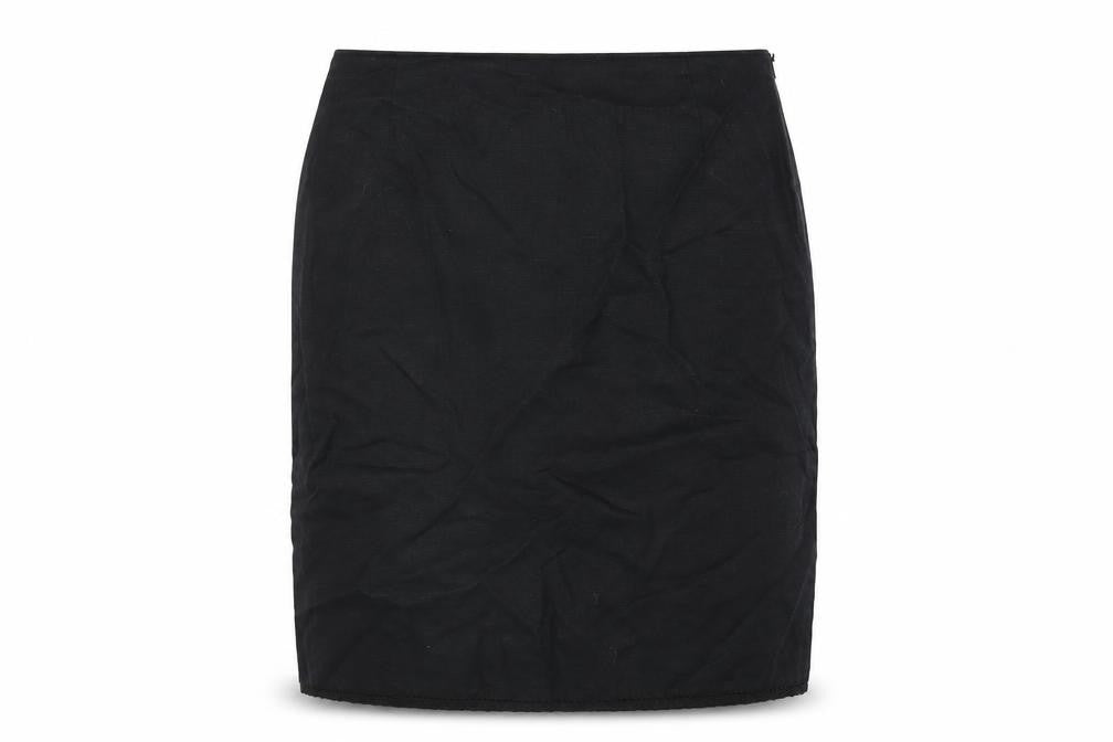 Olsen Womens Black Linen A-Line Skirt Size 14 Zip