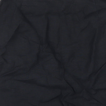 Olsen Womens Black Linen A-Line Skirt Size 14 Zip