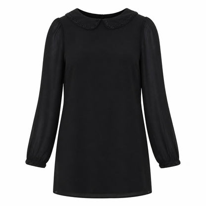 Next Womens Black Polyester A-Line Size 12 Round Neck Button - Beaded Collar