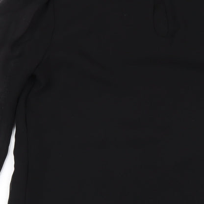 Next Womens Black Polyester A-Line Size 12 Round Neck Button - Beaded Collar