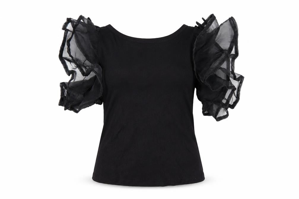 Cameo Rose Womens Black Viscose Basic T-Shirt Size M Round Neck