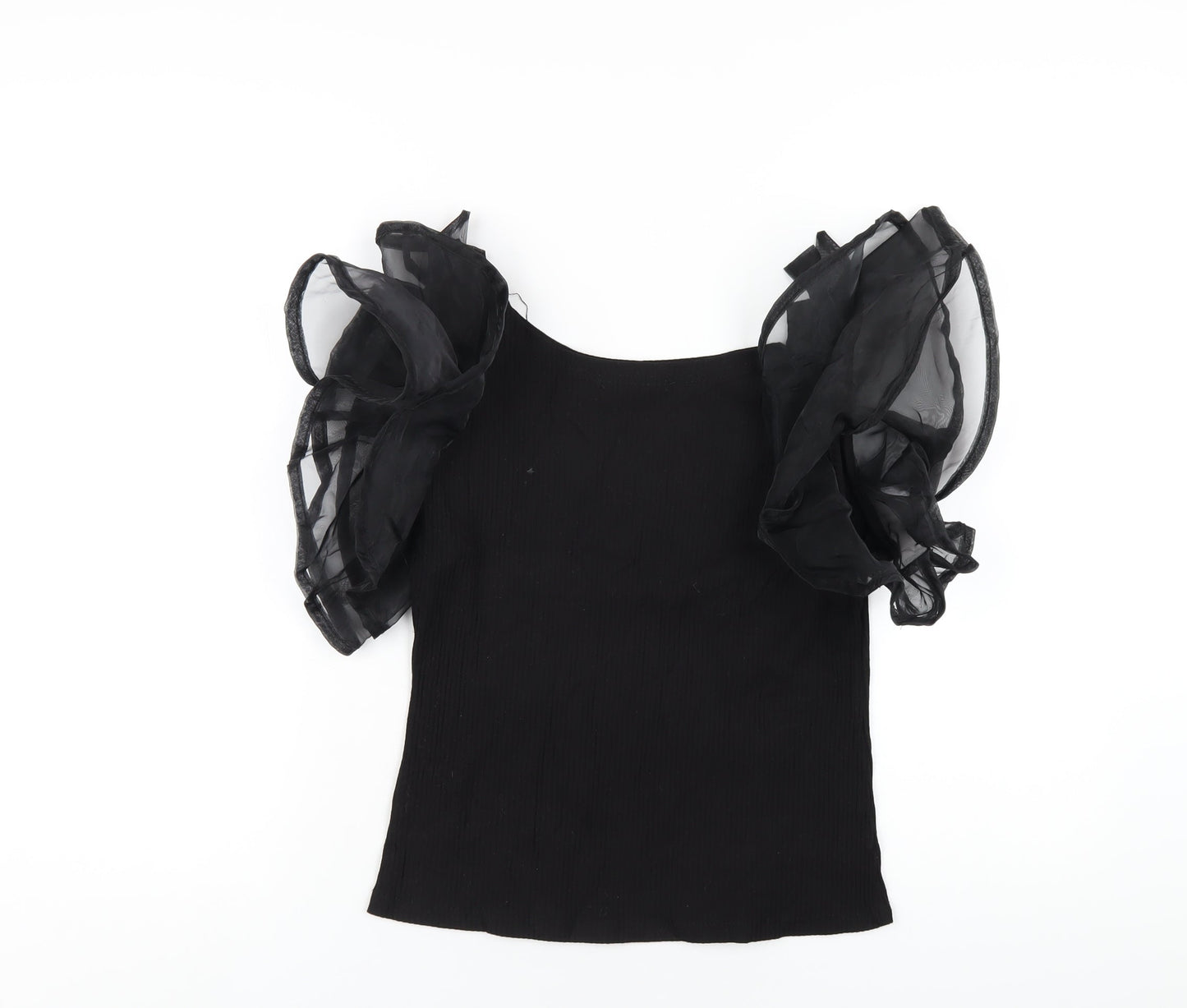 Cameo Rose Womens Black Viscose Basic T-Shirt Size M Round Neck