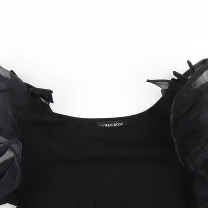 Cameo Rose Womens Black Viscose Basic T-Shirt Size M Round Neck
