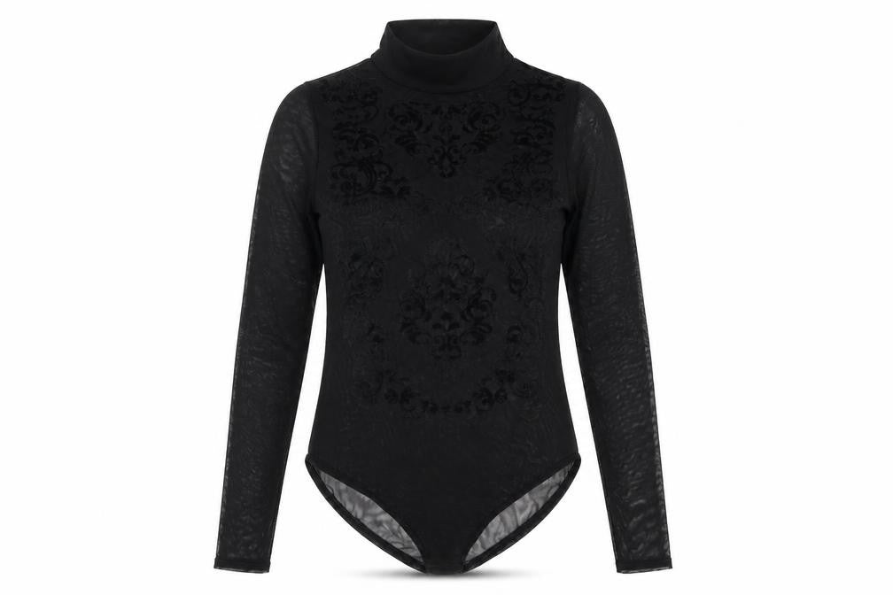 Ayanapa Womens Black Polyester Bodysuit One-Piece Size 8 Snap