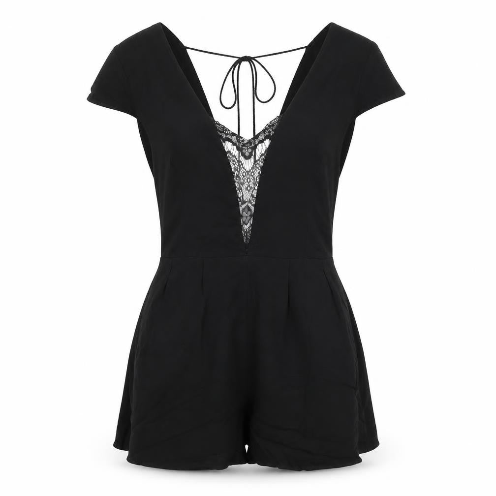 Keepsake Womens Black Vinyl Playsuit One-Piece Size S Zip