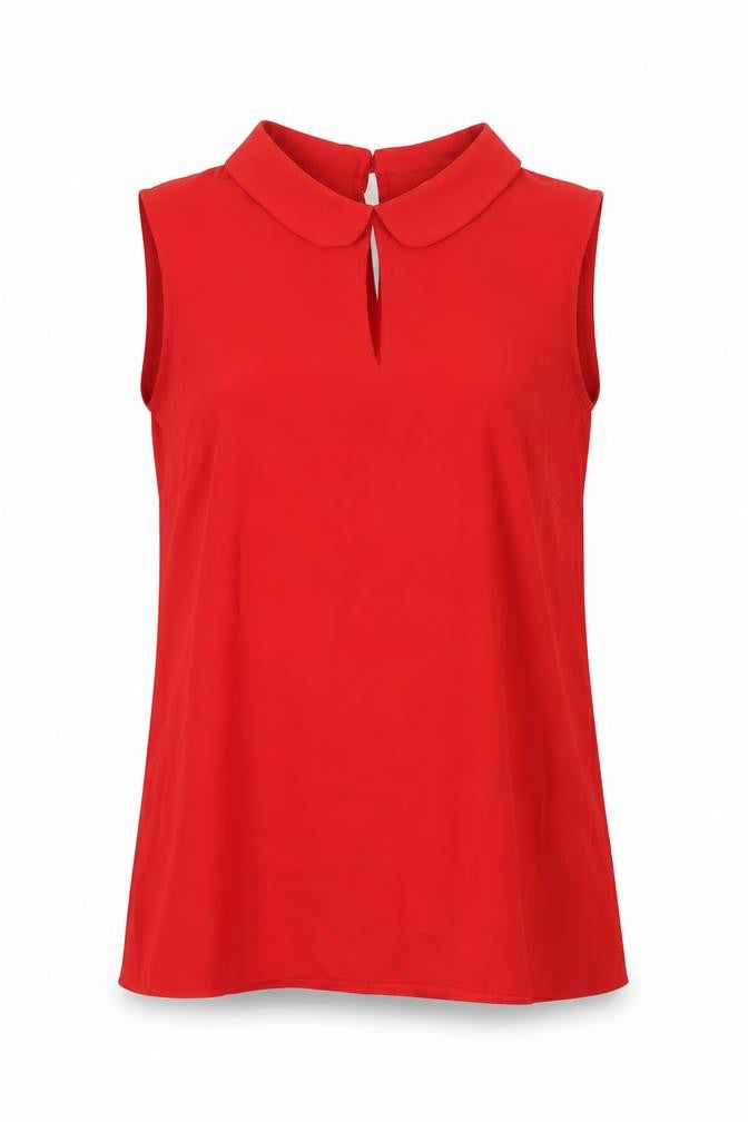 Paraphrase Womens Red Polyester Basic T-Shirt Size 10 Collared