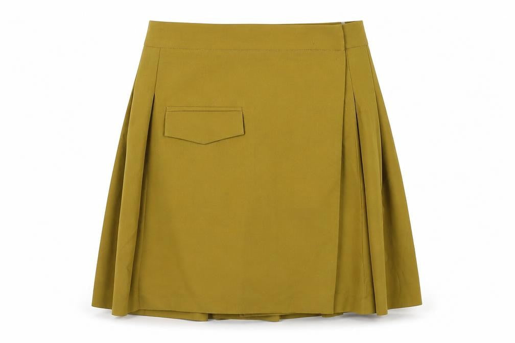 ASOS Womens Green Polyester Pleated Skirt Size 8 Button