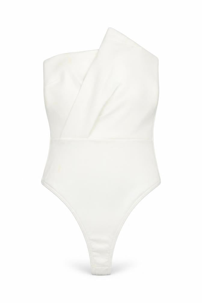 Boohoo Womens White Polyester Bodysuit One-Piece Size 10 Pullover