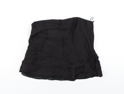 Zara Womens Black Polyester Basic T-Shirt Size S Square Neck