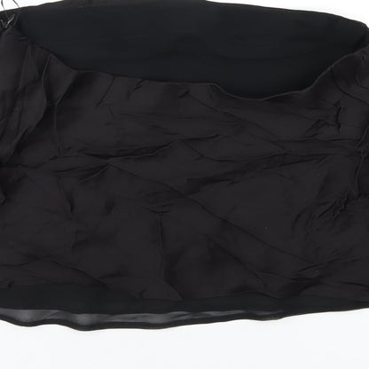Zara Womens Black Polyester Basic T-Shirt Size S Square Neck