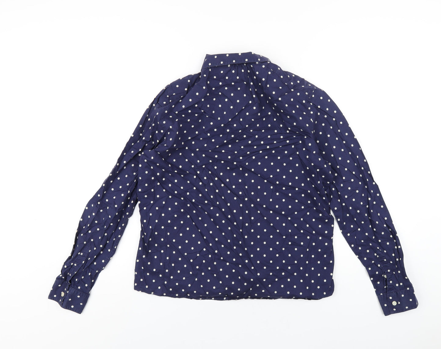 Saville Row Womens Blue Polka Dot Cotton Basic Button-Up Size 14 Collared
