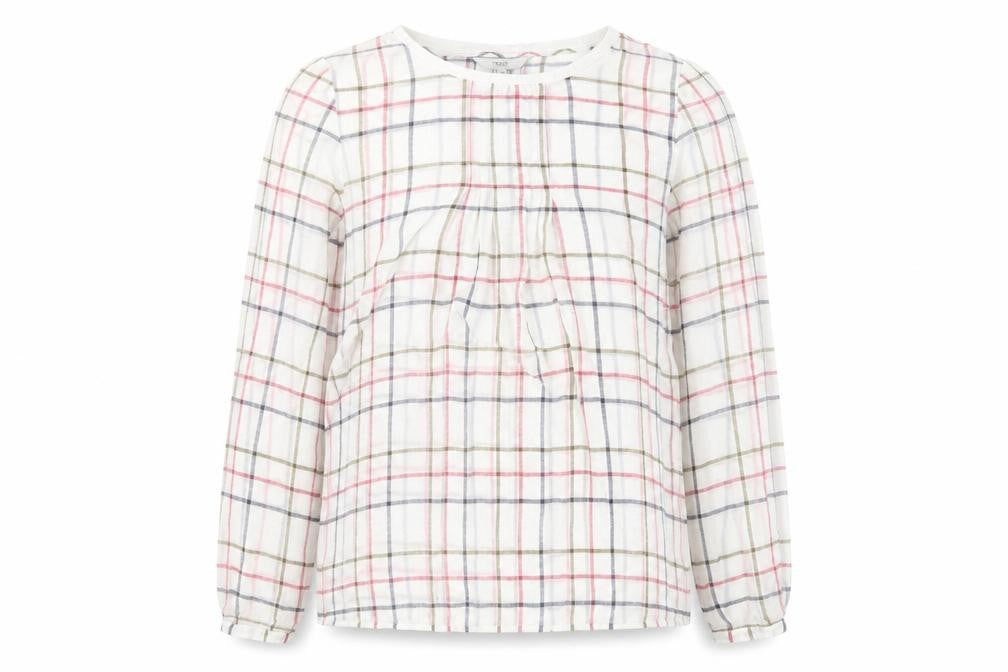 NEXT Womens Multicoloured Check Polyester Basic Blouse Size 6 Round Neck