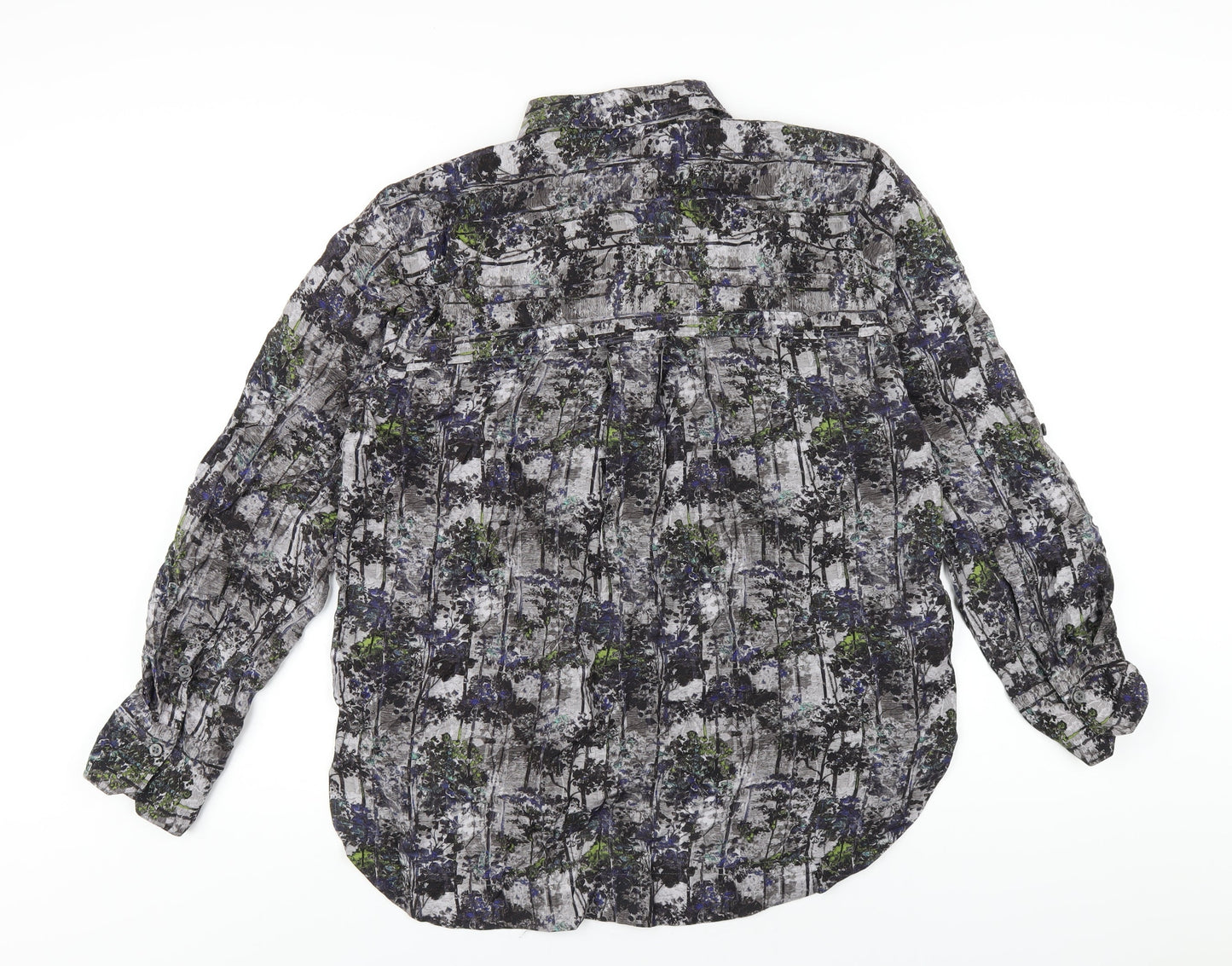 NEXT Womens Multicoloured Geometric Viscose Basic Button-Up Size 12 Collared