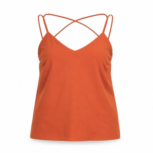 New Look Womens Orange Polyester Camisole T-Shirt Size 6 V-Neck