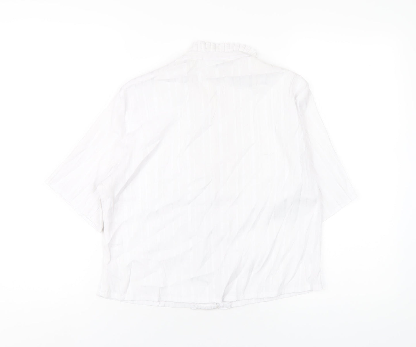 Miladys Womens White Polyester Basic Button-Up Size 12 Mock Neck