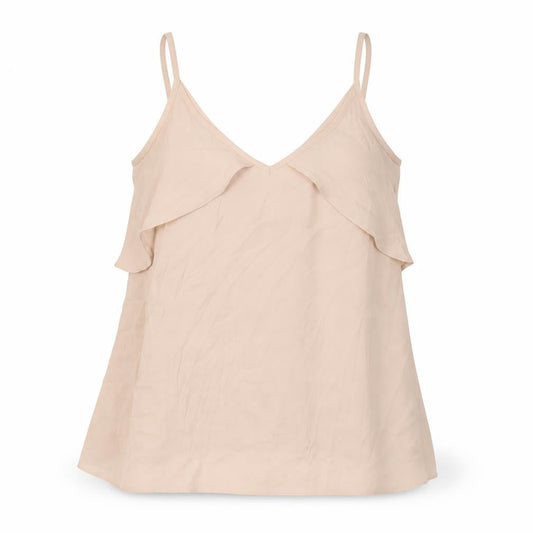 Ribbon Womens Beige Polyester Camisole T-Shirt Size 12 V-Neck
