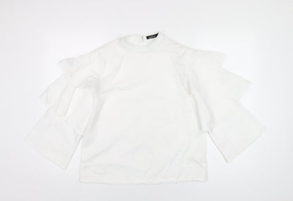 Boohoo Womens White Polyester Basic T-Shirt Size 10 Round Neck