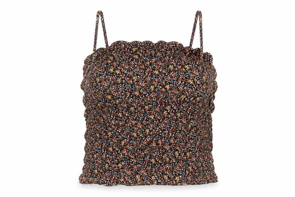 Miss Selfridge Womens Multicoloured Floral Viscose Camisole T-Shirt Size 8 Square Neck