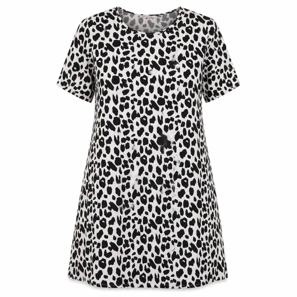 Glamorous Womens White Animal Print Polyester A-Line Size 12 Round Neck Pullover