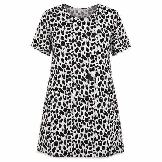 Glamorous Womens White Animal Print Polyester A-Line Size 12 Round Neck Pullover