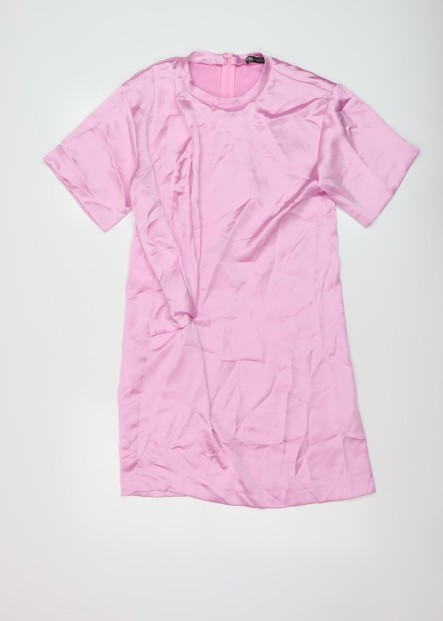 Zara Womens Pink Polyester Mini Size S Round Neck Zip