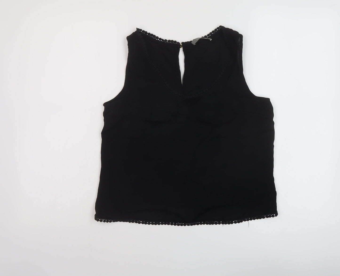 Oasis Womens Black Polyester Basic Tank Size 10 Round Neck
