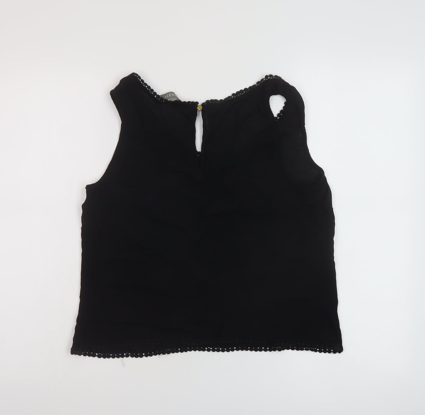 Oasis Womens Black Polyester Basic Tank Size 10 Round Neck