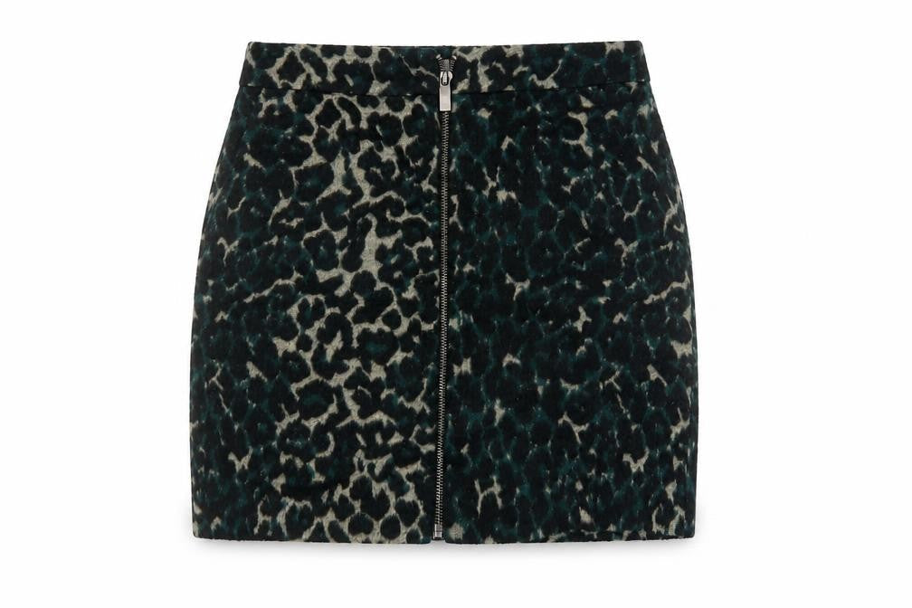 Oasis Womens Green Animal Print Polyester Mini Skirt Size 8 Zip
