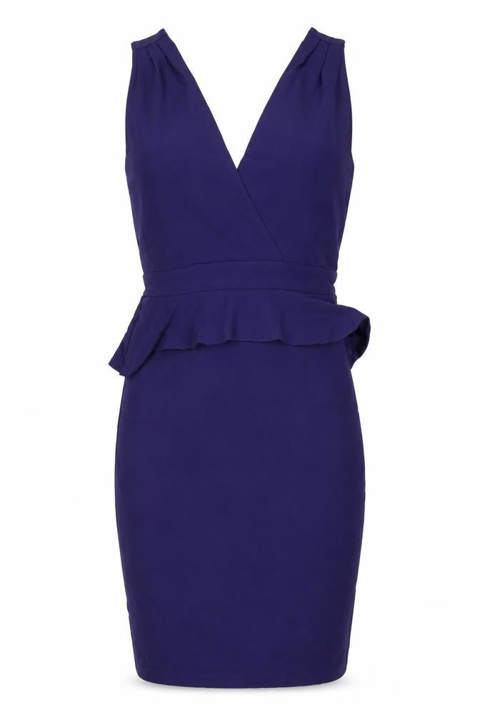 Warehouse Womens Purple Viscose Bodycon Size 12 V-Neck Pullover