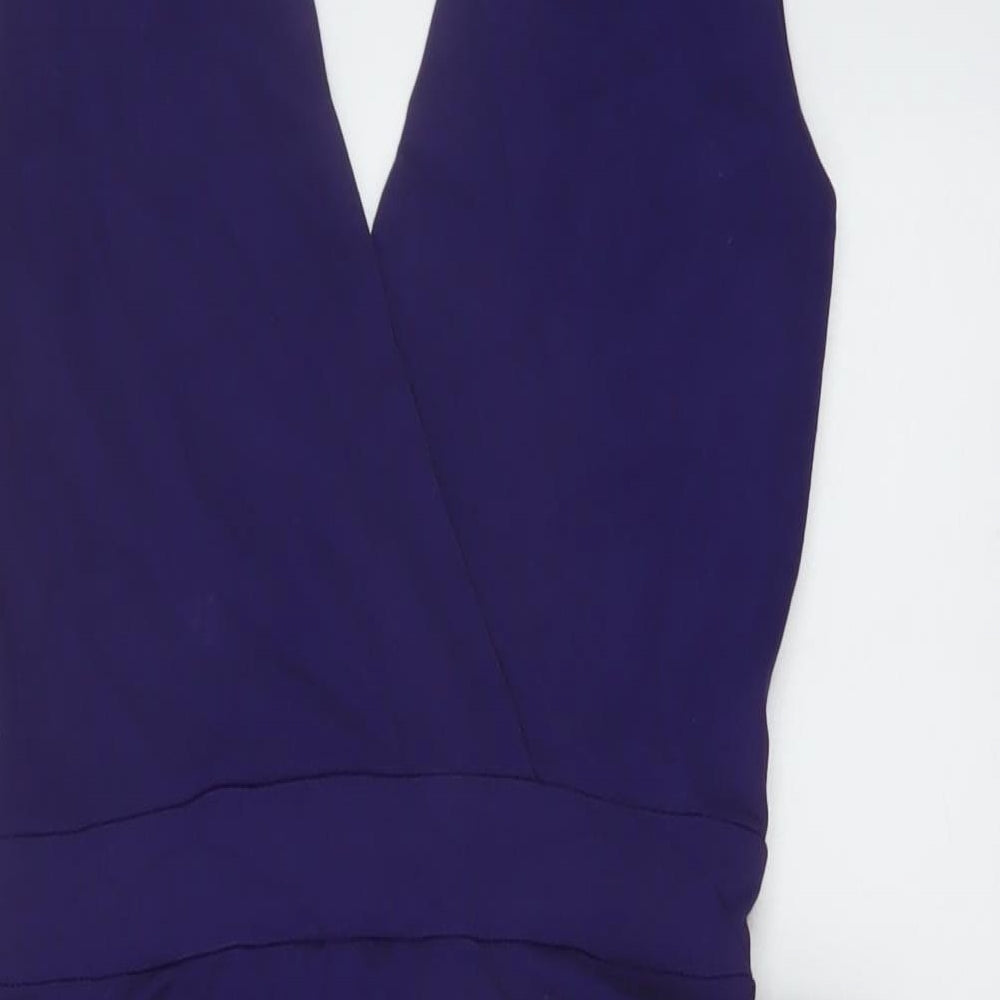 Warehouse Womens Purple Viscose Bodycon Size 12 V-Neck Pullover