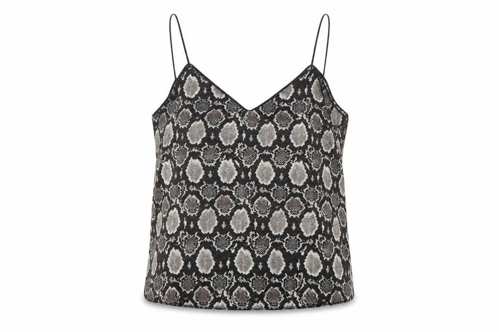 Topshop Womens Black Animal Print Polyester Camisole Tank Size 10 V-Neck