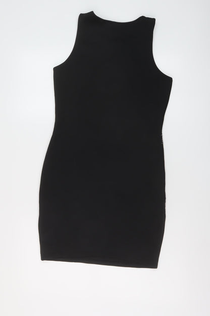 Sweewë Womens Black Geometric Polyester Mini Size M Round Neck Pullover