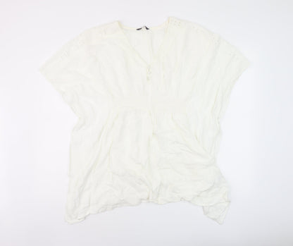 Marks & Spencer Womens Ivory Polyester Basic Blouse Size M V-Neck