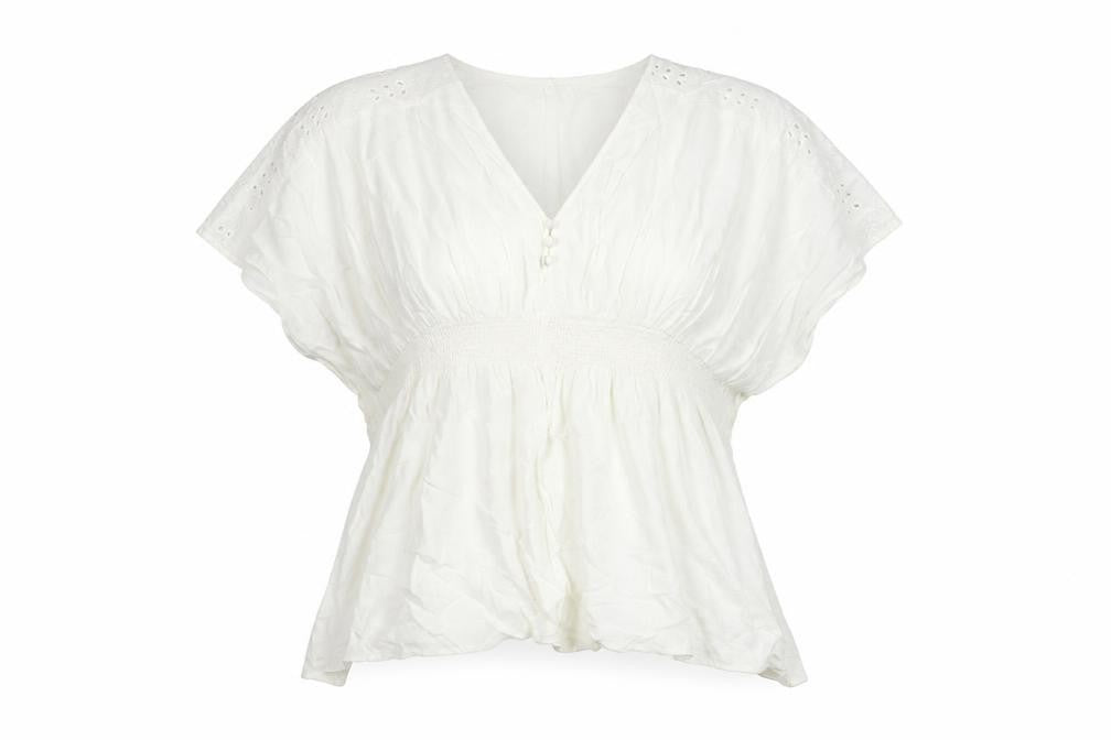 Marks & Spencer Womens Ivory Polyester Basic Blouse Size M V-Neck