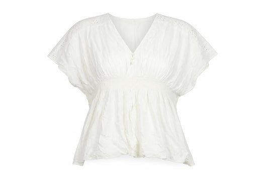 Marks and Spencer Womens Ivory Polyester Basic Blouse Size M V-Neck