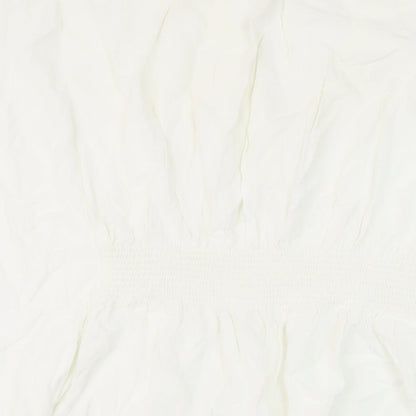 Marks & Spencer Womens Ivory Polyester Basic Blouse Size M V-Neck
