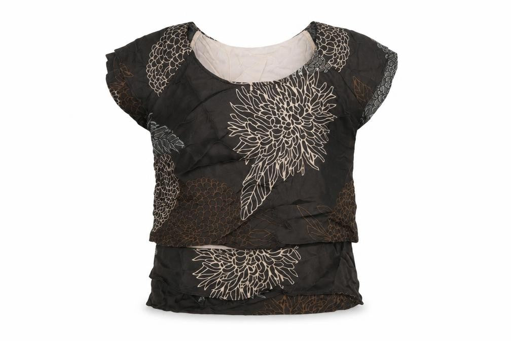 Fenn Wright Manson Womens Brown Geometric Viscose Basic Blouse Size 12 Round Neck