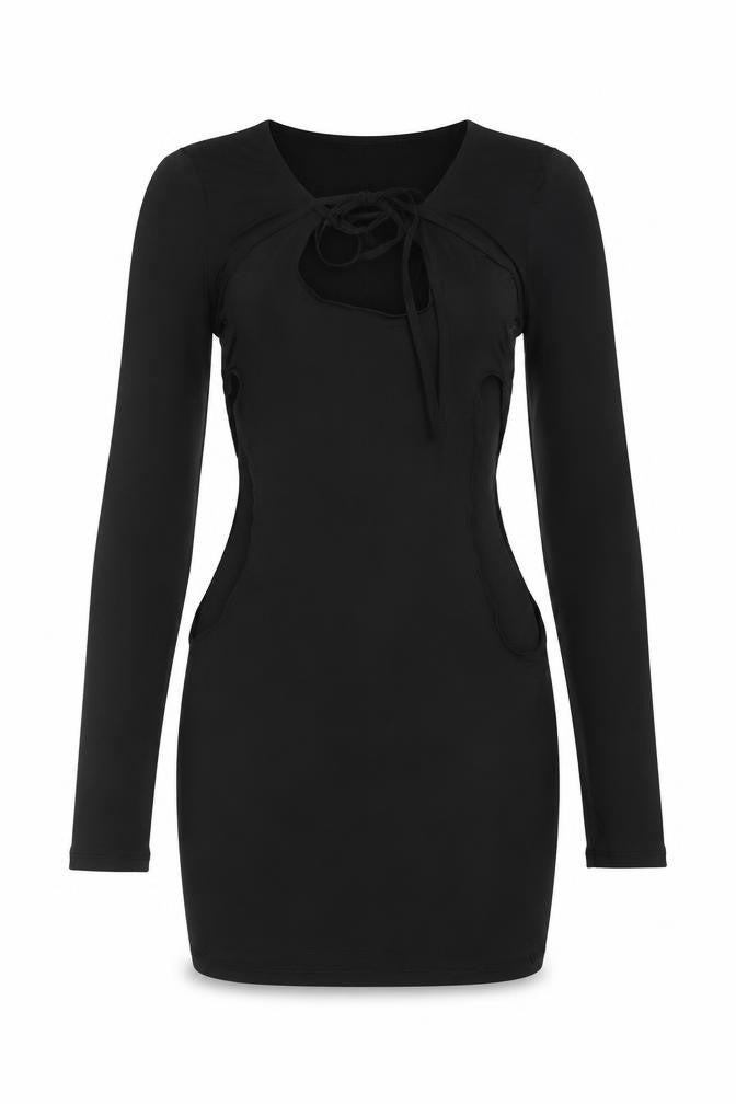 PRETTYLITTLETHING Womens Black Polyester Mini Size 10 Round Neck Pullover