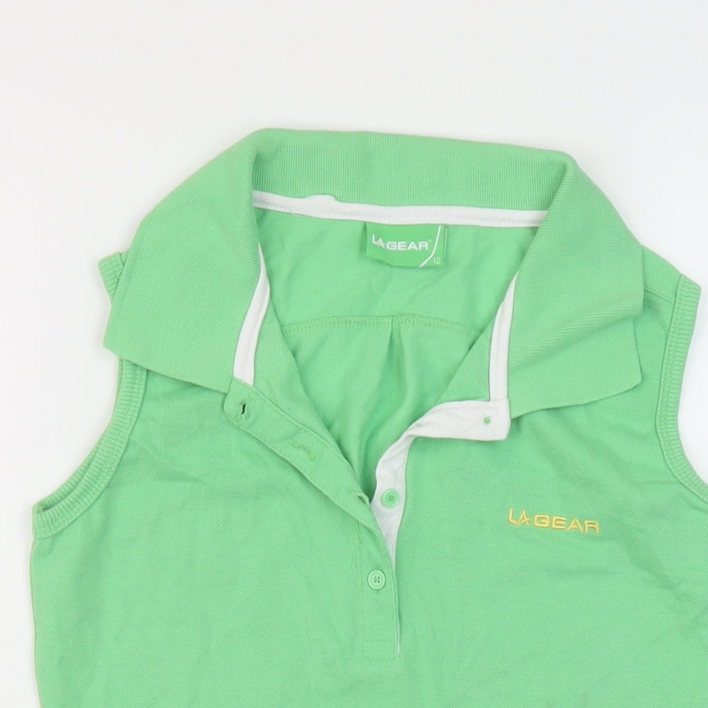 LA Gear Womens Green Polyester Basic Polo Size 12 Collared