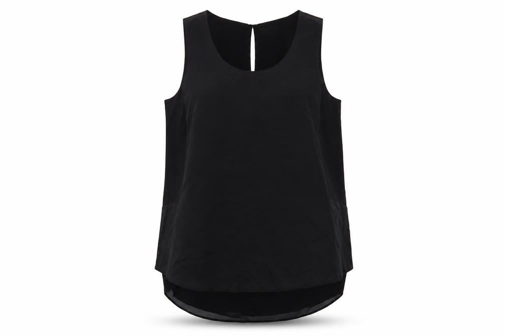 Arte Womens Black Polyester Basic Tank Size 14 Round Neck