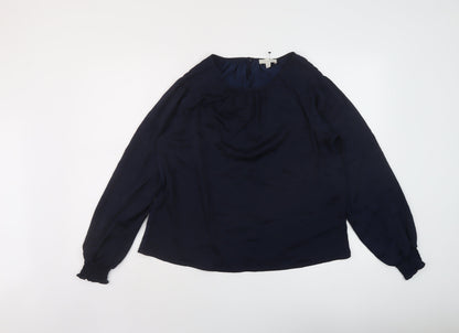 Additional front view of Alex & Lili women’s blue polyester basic blouse, size M, round neck