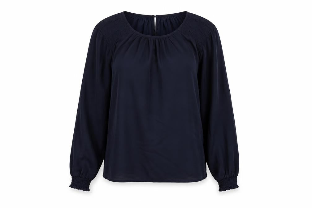Alex & Lili Womens Blue Polyester Basic Blouse Size M Round Neck
