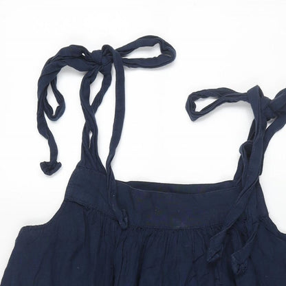 Next Womens Blue Viscose Shift Size M Square Neck Tie - Pockets