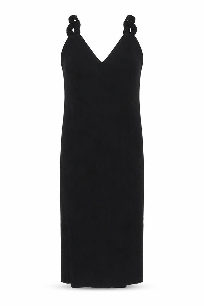 Zara Womens Black Polyester Shift Size L V-Neck Pullover - Frill Ribbed