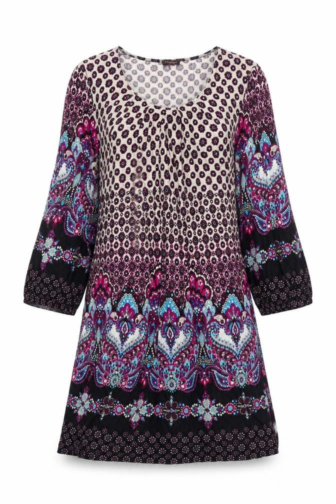 Phase Eight Womens Multicoloured Geometric Viscose Shift Size 12 Scoop Neck Pullover
