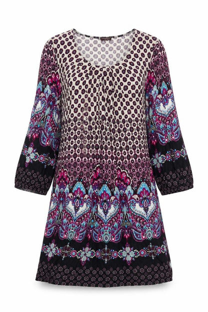 Phase Eight Womens Multicoloured Geometric Viscose Shift Size 12 Scoop Neck Pullover