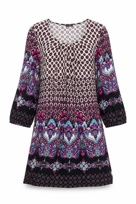 Phase Eight Womens Multicoloured Geometric Viscose Shift Size 12 Scoop Neck Pullover