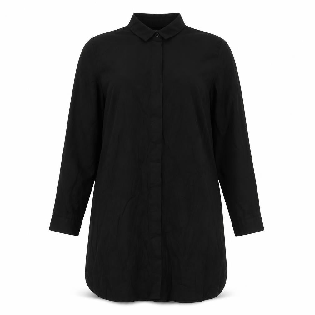 ASOS Womens Black Cotton Shirt Dress Size 12 Collared Button
